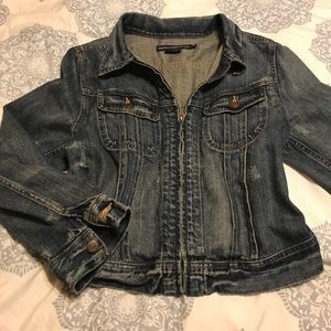 Ralph Lauren Sport Jean Jacket women’s Large distressed 3/4 sleeve